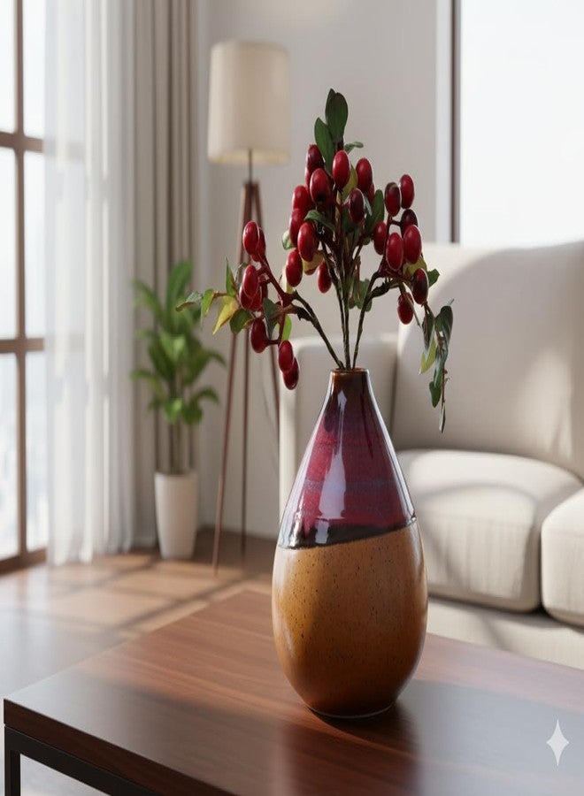 كافيين مزهرية زهور بيضاوية الشكل مصنوعة يدوياً من السيراميك بلون الخردل والأحمر من Caffeine Studio (قطعة واحدة) - Image 1